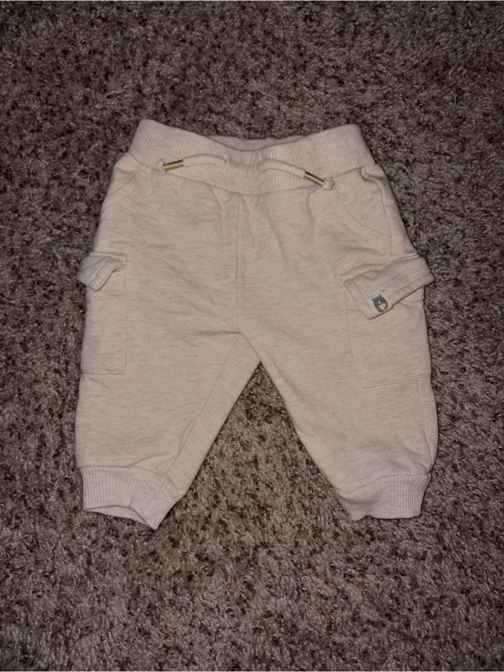 Neutral Cream Cargo Joggers for Kids - Rabbit Bear